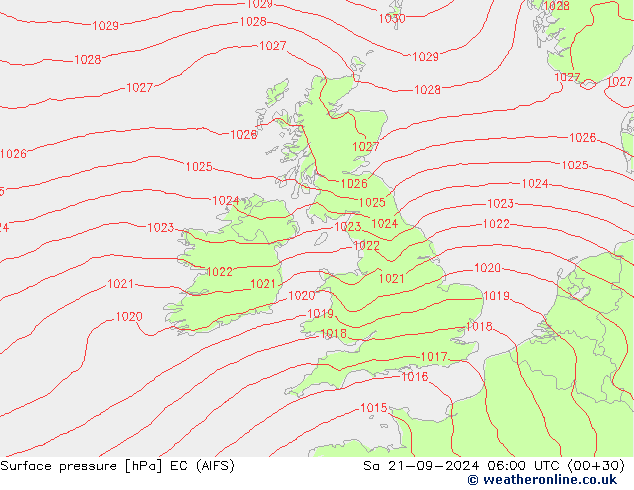 Pressione al suolo EC (AIFS) sab 21.09.2024 06 UTC