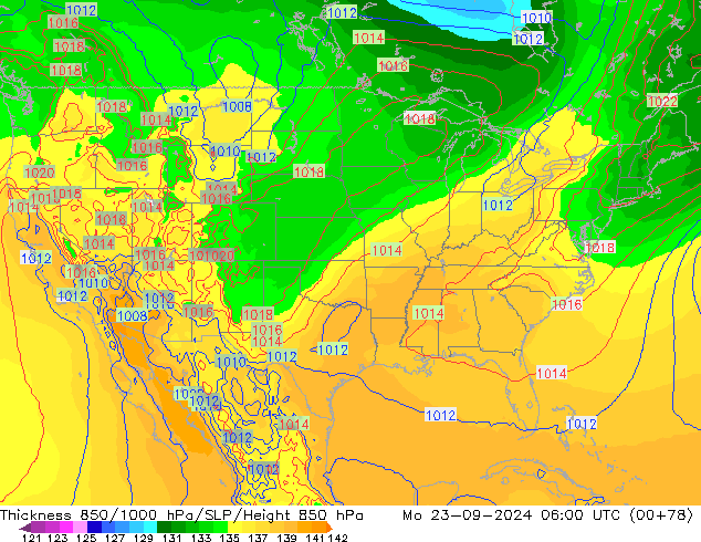 Espesor 850-1000 hPa EC (AIFS) lun 23.09.2024 06 UTC