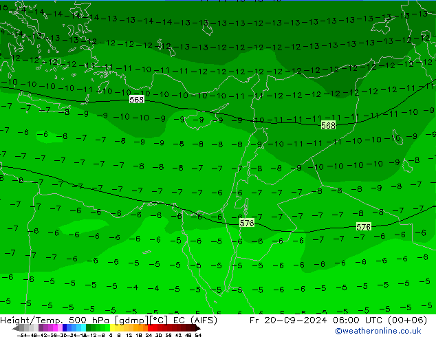 Yükseklik/Sıc. 500 hPa EC (AIFS) Cu 20.09.2024 06 UTC