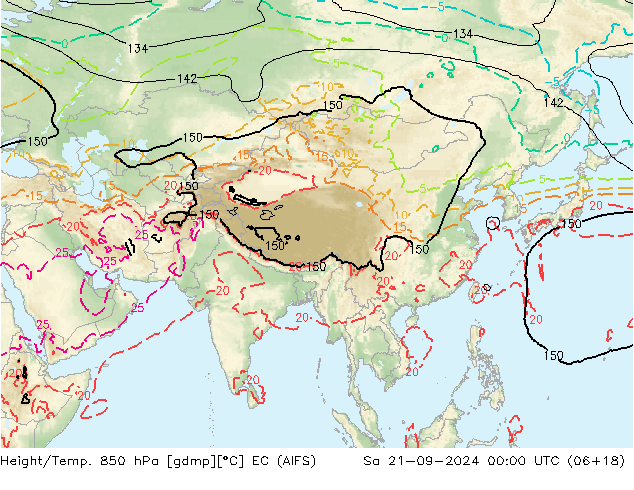 Height/Temp. 850 hPa EC (AIFS) Sa 21.09.2024 00 UTC