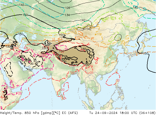 Height/Temp. 850 hPa EC (AIFS) Ter 24.09.2024 18 UTC