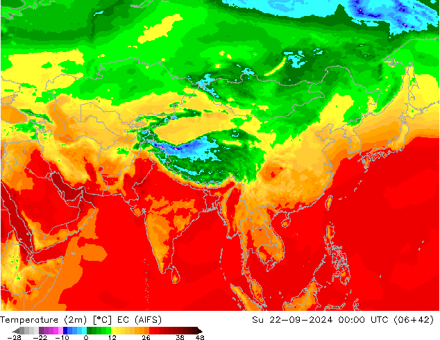 Sıcaklık Haritası (2m) EC (AIFS) Paz 22.09.2024 00 UTC