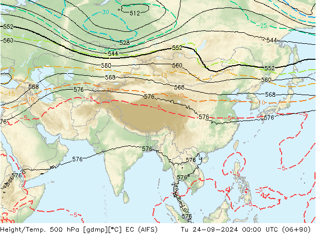 Height/Temp. 500 hPa EC (AIFS) Tu 24.09.2024 00 UTC