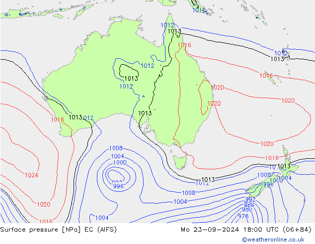 Surface pressure EC (AIFS) Mo 23.09.2024 18 UTC