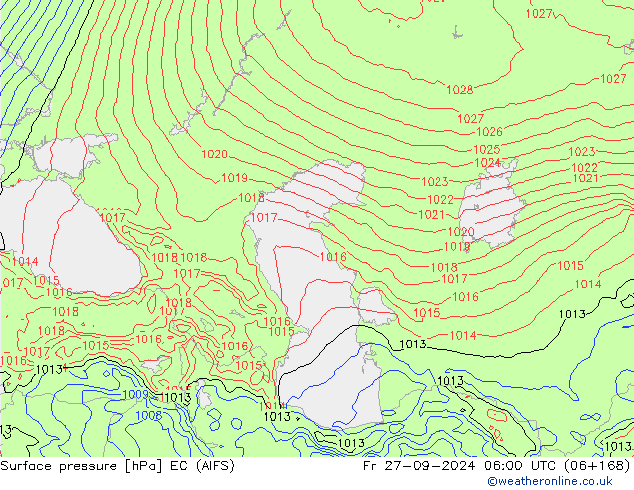 приземное давление EC (AIFS) пт 27.09.2024 06 UTC