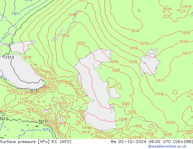 Yer basıncı EC (AIFS) Çar 02.10.2024 06 UTC