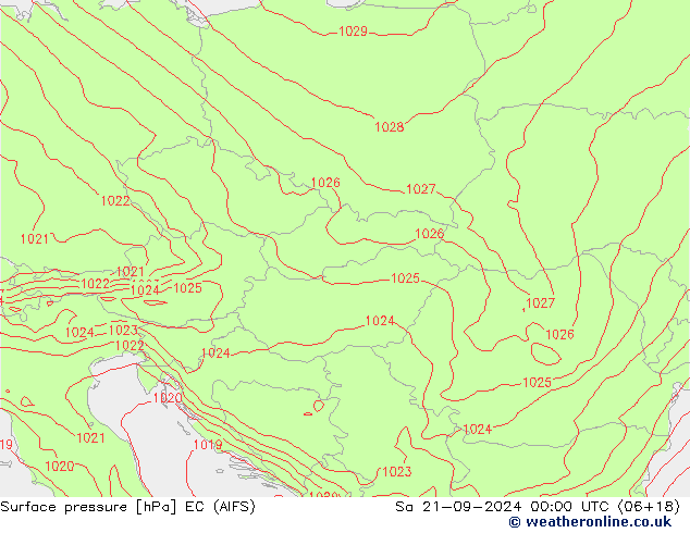 Surface pressure EC (AIFS) Sa 21.09.2024 00 UTC