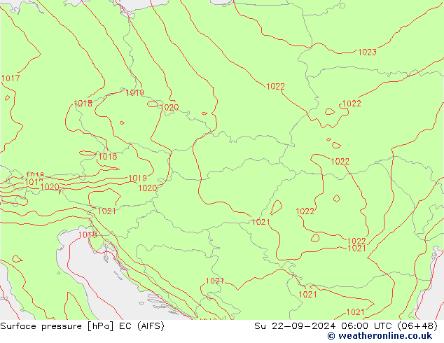 приземное давление EC (AIFS) Вс 22.09.2024 06 UTC