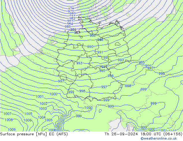 Atmosférický tlak EC (AIFS) Čt 26.09.2024 18 UTC