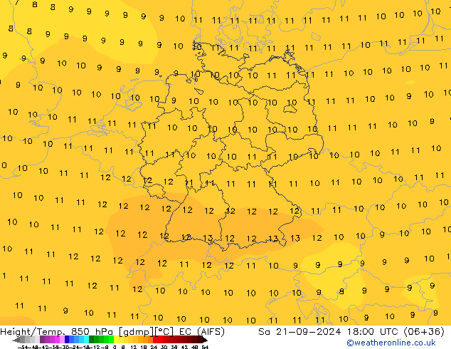 Height/Temp. 850 hPa EC (AIFS) Sa 21.09.2024 18 UTC