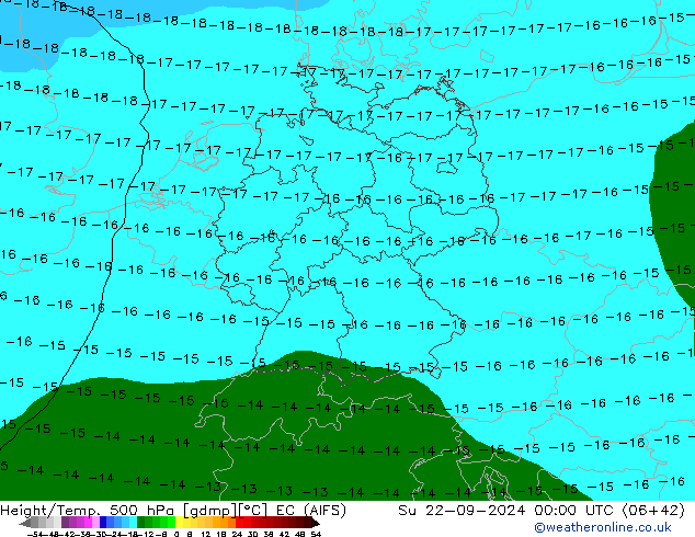 Height/Temp. 500 гПа EC (AIFS) Вс 22.09.2024 00 UTC