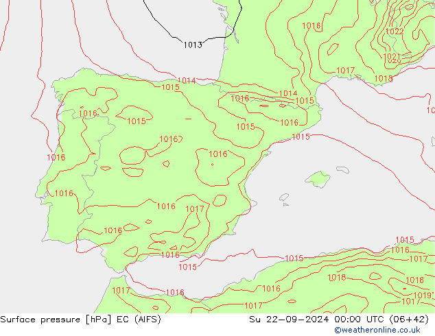 Surface pressure EC (AIFS) Su 22.09.2024 00 UTC