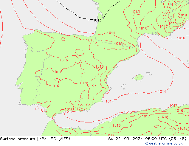 Surface pressure EC (AIFS) Su 22.09.2024 06 UTC