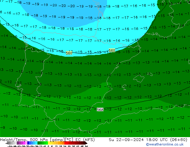 Height/Temp. 500 hPa EC (AIFS) dom 22.09.2024 18 UTC