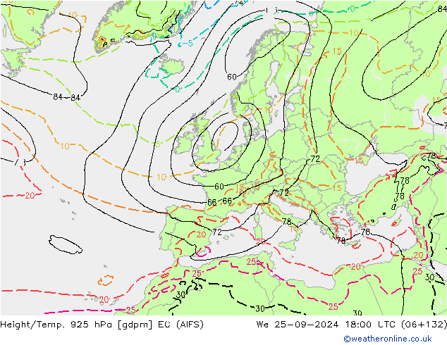 Height/Temp. 925 hPa EC (AIFS) St 25.09.2024 18 UTC