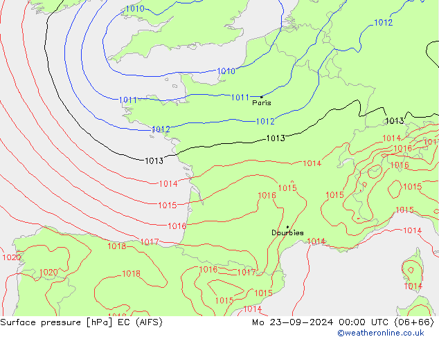 приземное давление EC (AIFS) пн 23.09.2024 00 UTC