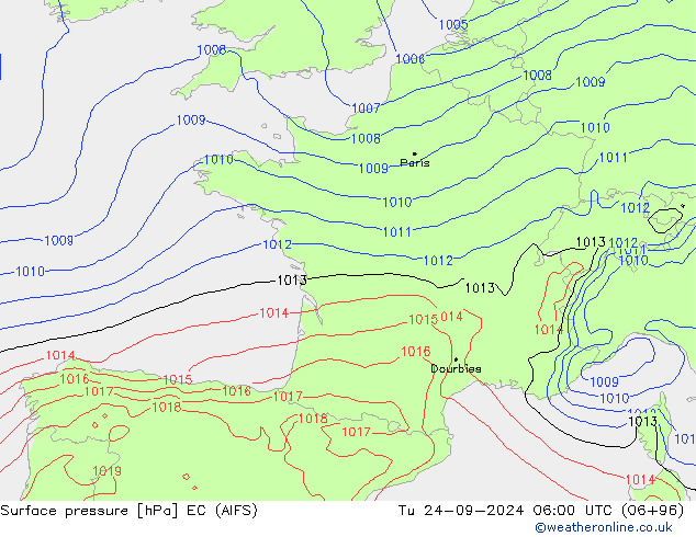 pression de l'air EC (AIFS) mar 24.09.2024 06 UTC