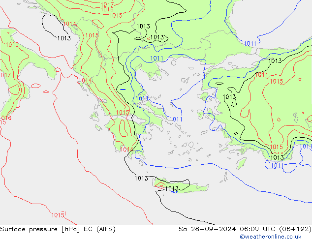 Yer basıncı EC (AIFS) Cts 28.09.2024 06 UTC