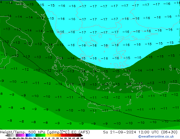 Height/Temp. 500 hPa EC (AIFS) Sa 21.09.2024 12 UTC