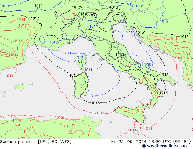 Pressione al suolo EC (AIFS) lun 23.09.2024 18 UTC