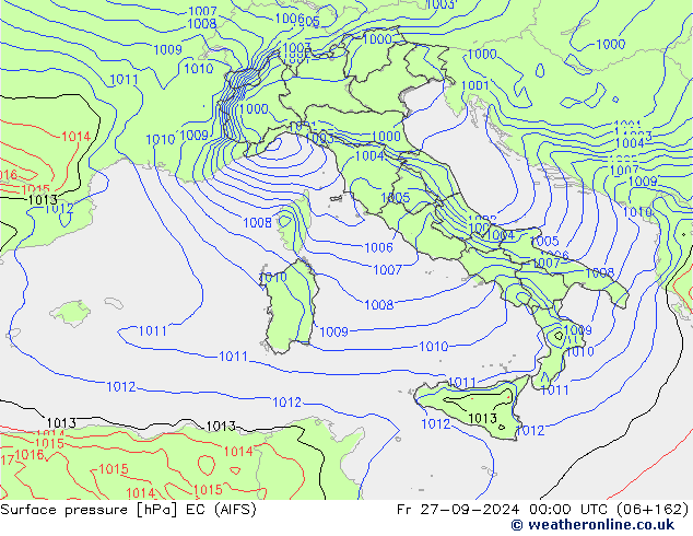 приземное давление EC (AIFS) пт 27.09.2024 00 UTC