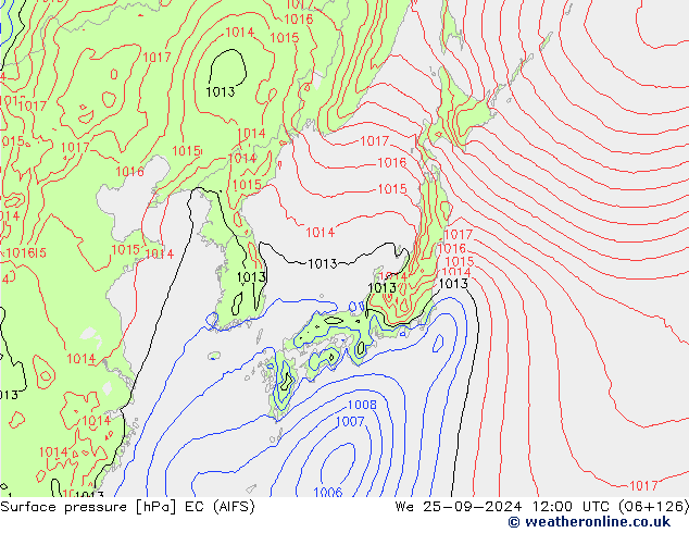 Atmosférický tlak EC (AIFS) St 25.09.2024 12 UTC