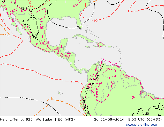 Yükseklik/Sıc. 925 hPa EC (AIFS) Paz 22.09.2024 18 UTC