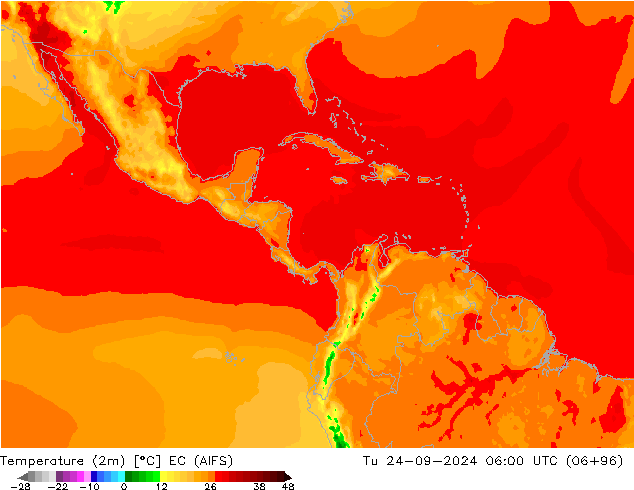 Temperatuurkaart (2m) EC (AIFS) di 24.09.2024 06 UTC