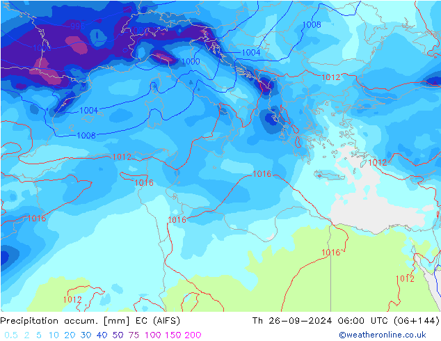 Précipitation accum. EC (AIFS) jeu 26.09.2024 06 UTC