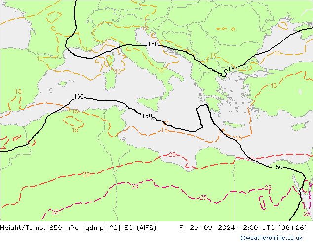 Yükseklik/Sıc. 850 hPa EC (AIFS) Cu 20.09.2024 12 UTC