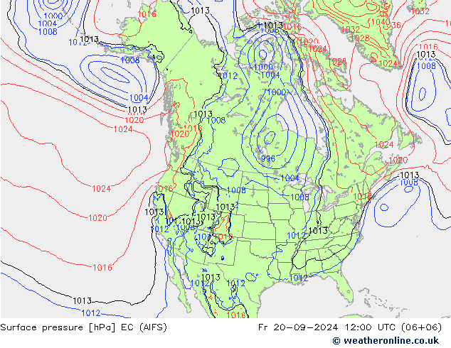 Atmosférický tlak EC (AIFS) Pá 20.09.2024 12 UTC