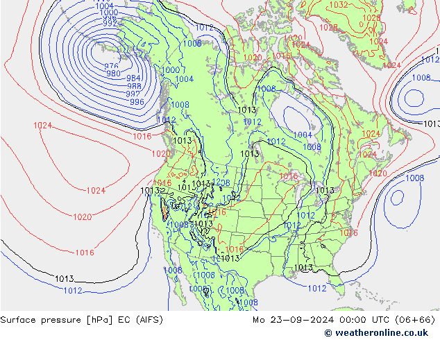 Surface pressure EC (AIFS) Mo 23.09.2024 00 UTC