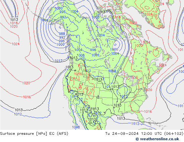 Surface pressure EC (AIFS) Tu 24.09.2024 12 UTC