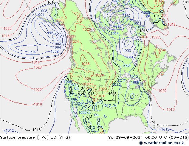 Surface pressure EC (AIFS) Su 29.09.2024 06 UTC