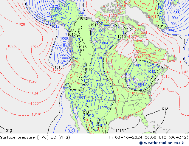 Surface pressure EC (AIFS) Th 03.10.2024 06 UTC