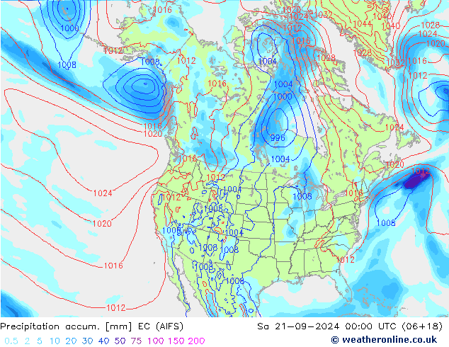 Precipitation accum. EC (AIFS) So 21.09.2024 00 UTC