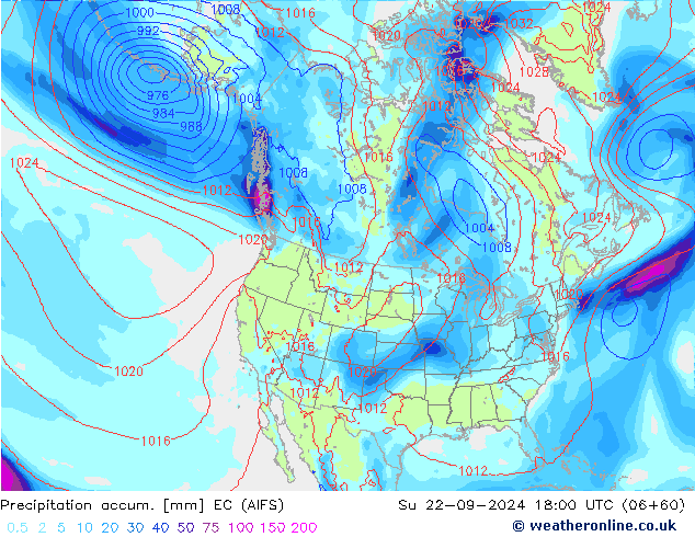 Precipitation accum. EC (AIFS) Ne 22.09.2024 18 UTC