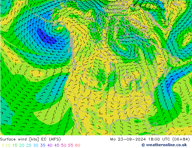 Bodenwind EC (AIFS) Mo 23.09.2024 18 UTC