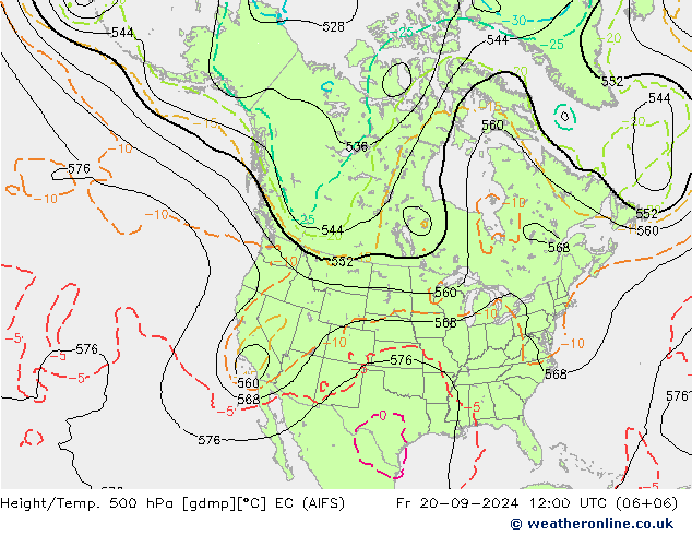 Geop./Temp. 500 hPa EC (AIFS) vie 20.09.2024 12 UTC