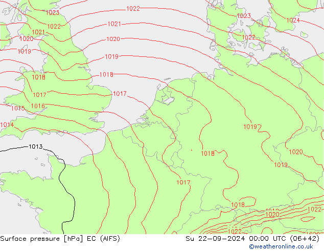 Surface pressure EC (AIFS) Su 22.09.2024 00 UTC