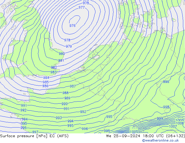 Surface pressure EC (AIFS) We 25.09.2024 18 UTC