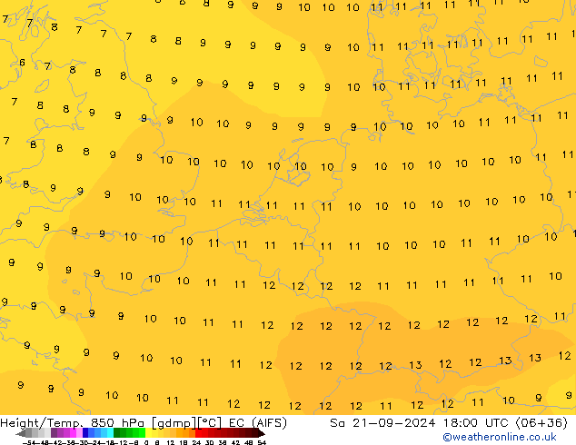 Height/Temp. 850 hPa EC (AIFS) Sa 21.09.2024 18 UTC