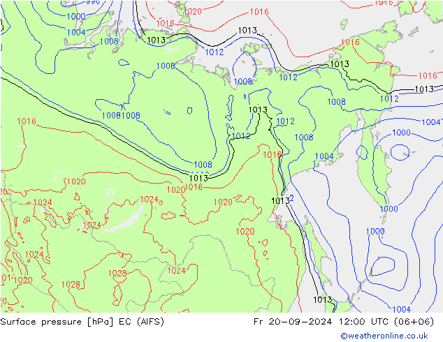 Atmosférický tlak EC (AIFS) Pá 20.09.2024 12 UTC