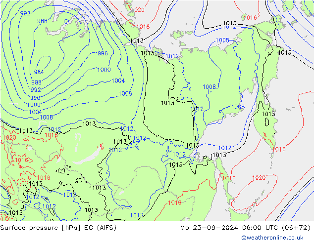 Atmosférický tlak EC (AIFS) Po 23.09.2024 06 UTC