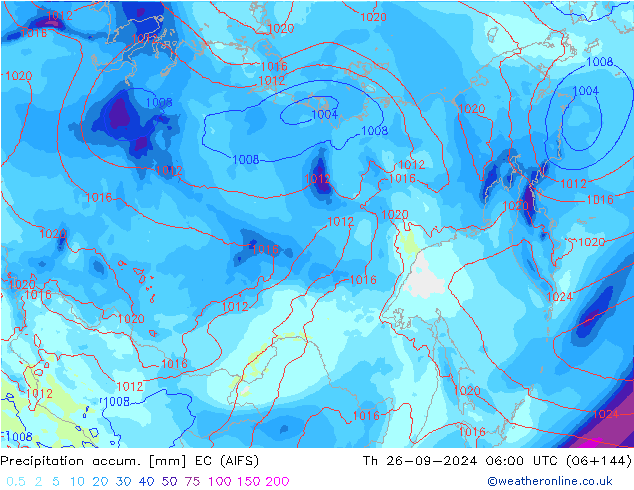 Precipitation accum. EC (AIFS) Th 26.09.2024 06 UTC