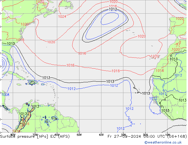 Surface pressure EC (AIFS) Fr 27.09.2024 06 UTC