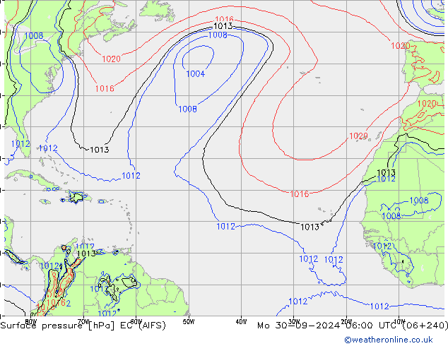 Surface pressure EC (AIFS) Mo 30.09.2024 06 UTC