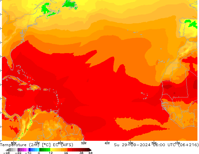 Temperature (2m) EC (AIFS) Su 29.09.2024 06 UTC