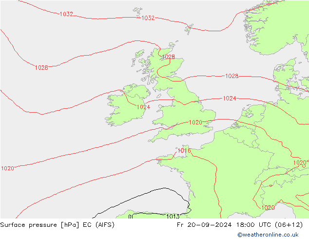 Surface pressure EC (AIFS) Fr 20.09.2024 18 UTC