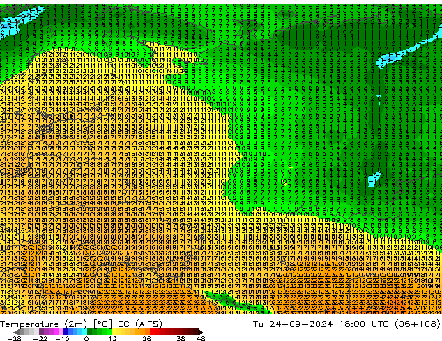 карта температуры EC (AIFS) вт 24.09.2024 18 UTC